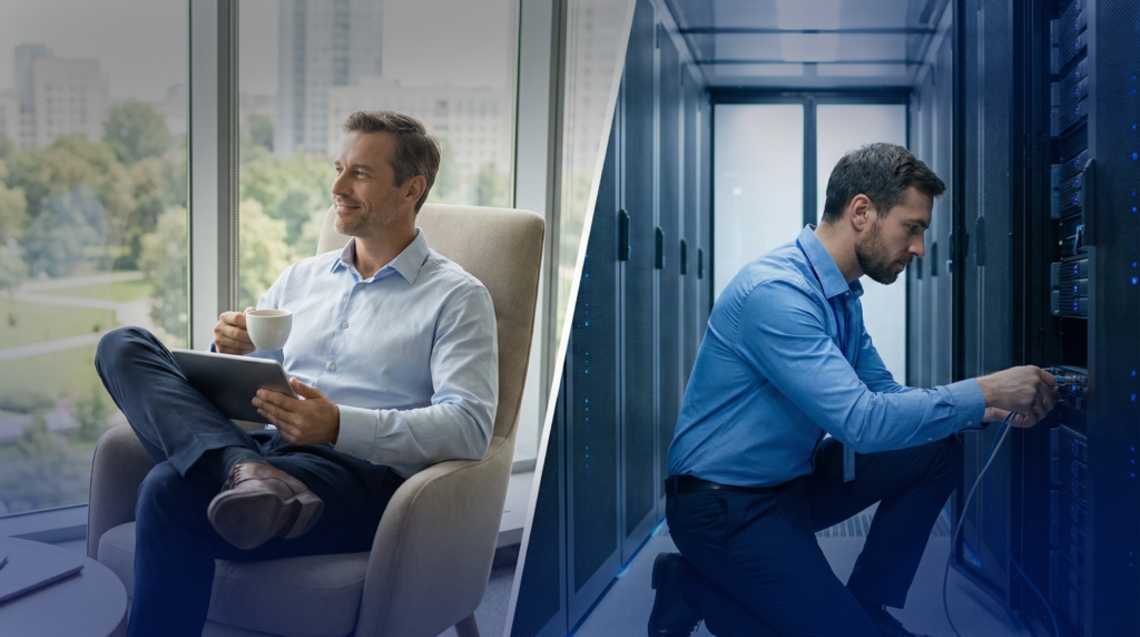 Outsourced IT vs Co-Managed: Choose What's Best for You 2 A dedicated IT professional managing network security, illustrating the comprehensive coverage of outsourced IT Seattle support.
