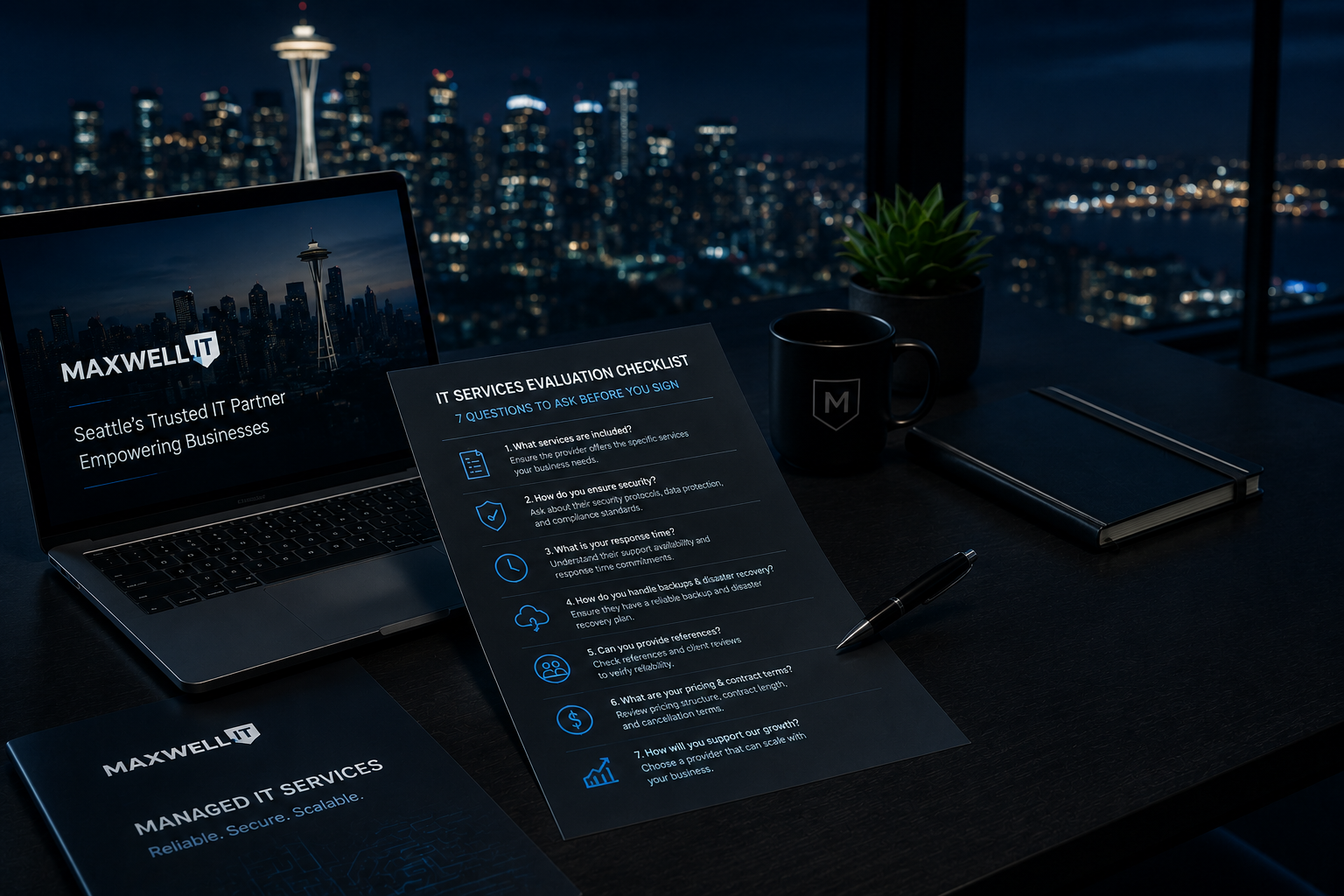Managed Service Provider Seattle: 7 Key Tips 2 A business professional reviewing an IT services contract and evaluation checklist.